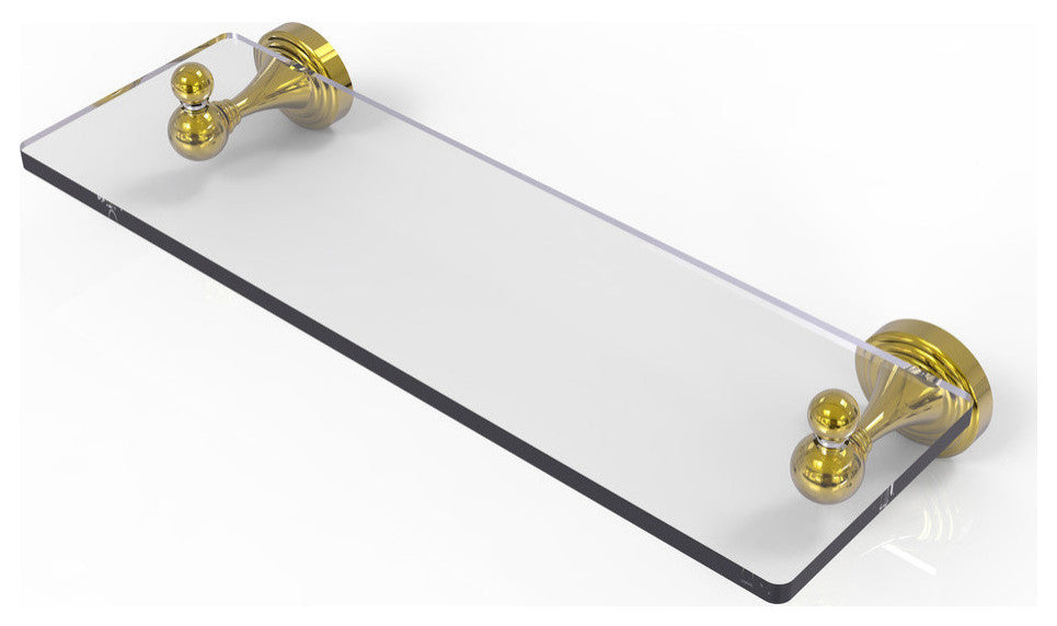 Sag Harbor 16" Glass Vanity Shelf with Beveled Edges, Polished Brass