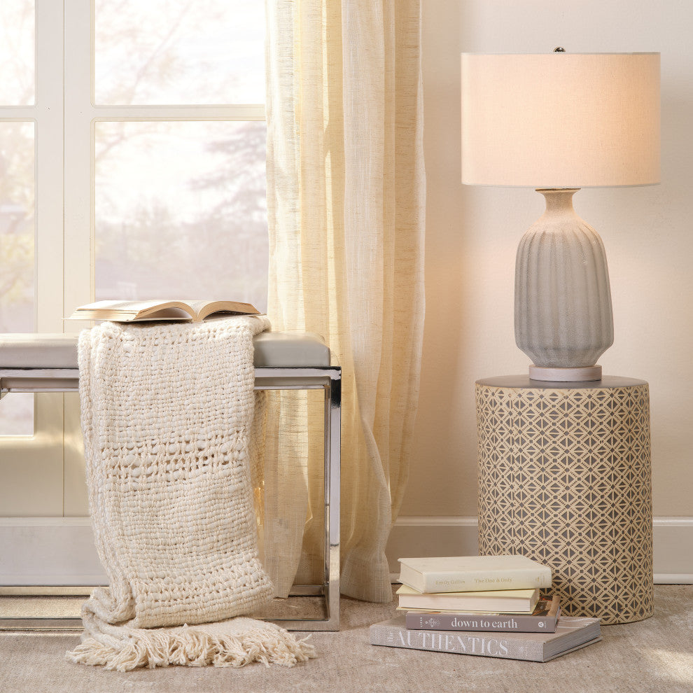 Gray Frosted Glass Table Lamp With Shade