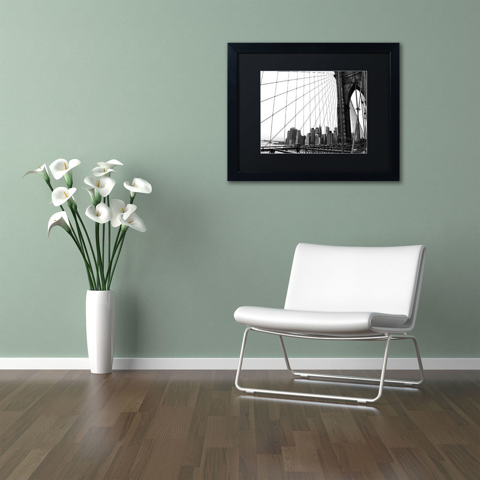 'Brooklyn Bridge 4' Matted Framed Canvas Art by CATeyes