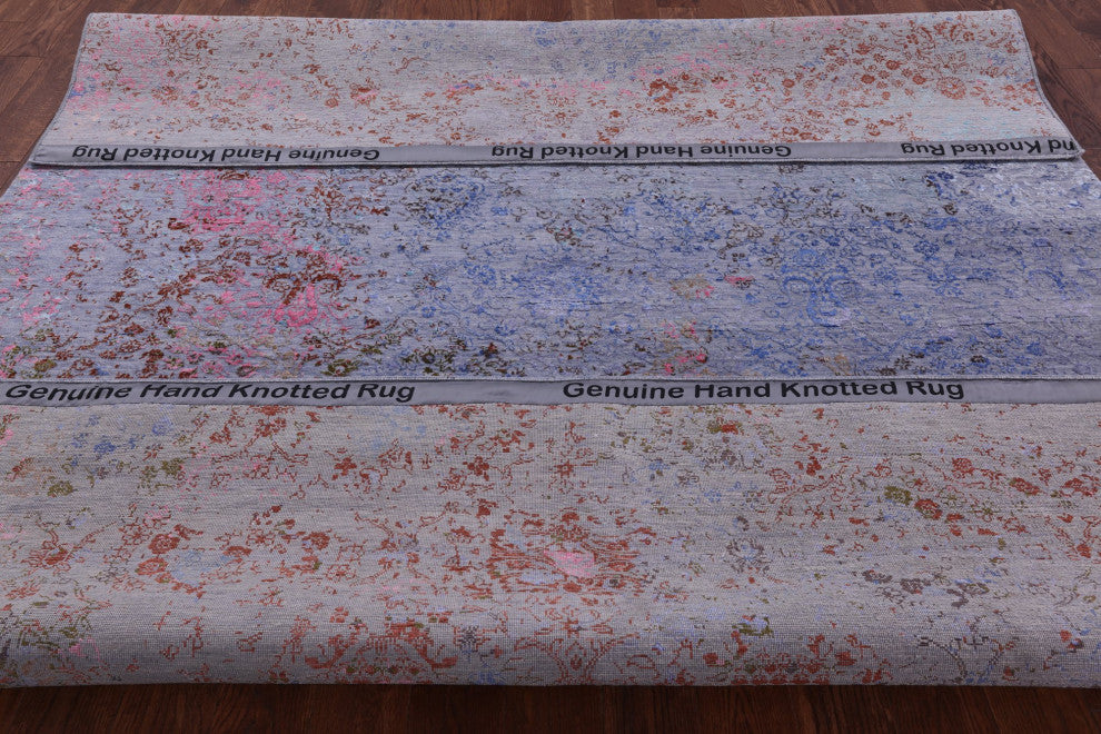 7' 11" X 10' 5" Wool and Silk Modern Handmade Rug Q9260
