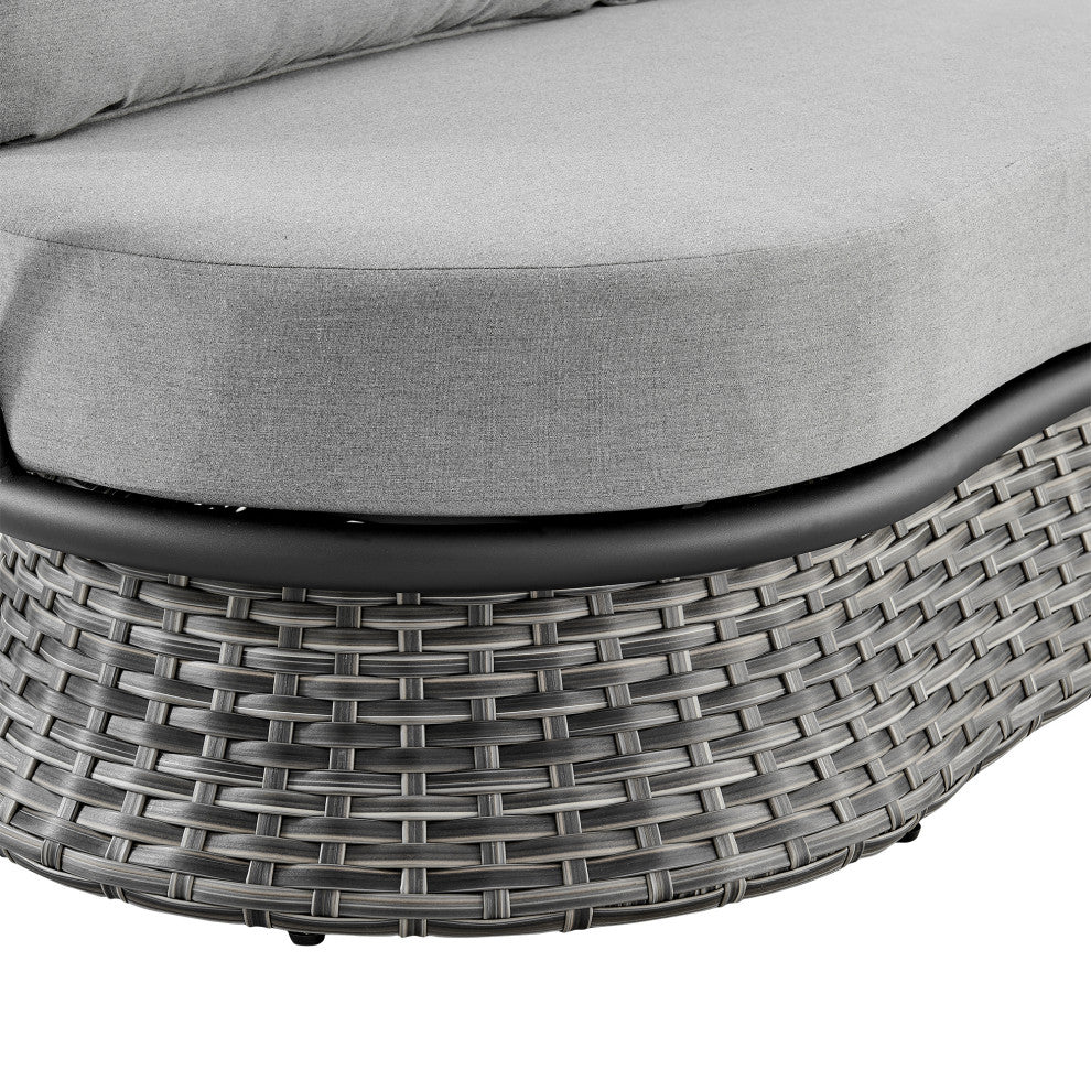 Monk 4-Piece Patio Furniture Set, Aluminum And Gray Wicker With Cushions
