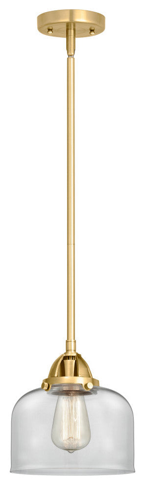 Large Bell Mini Pendant, Satin Gold, Clear, Clear