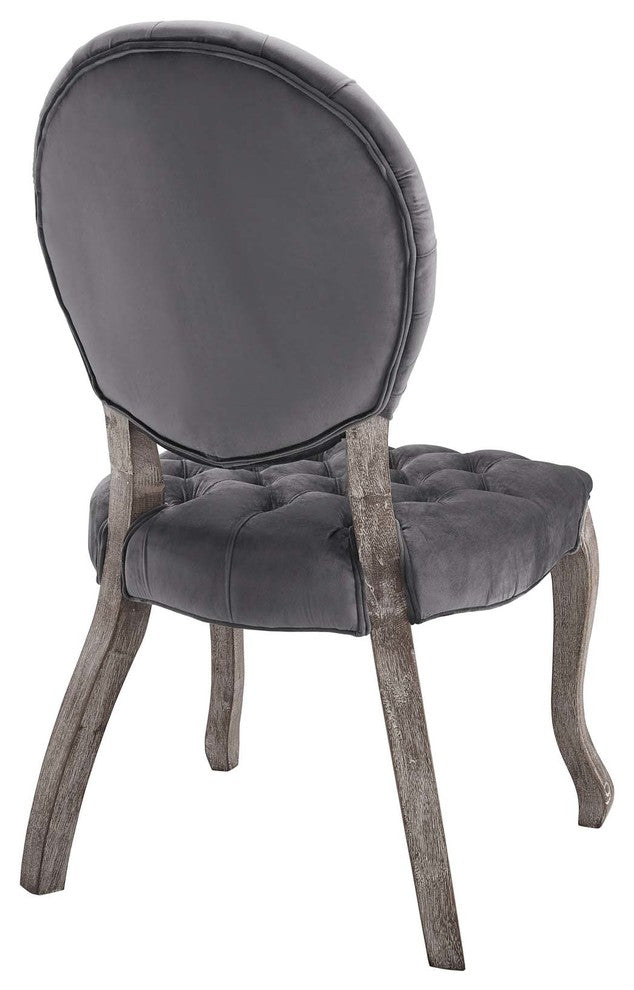 Exhibit French Vintage Dining Performance Velvet Side Chair, Gray