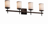 Justice Design Textile Union 4-Light Bath Bar, Cylinder Flat Rim, Incandescent