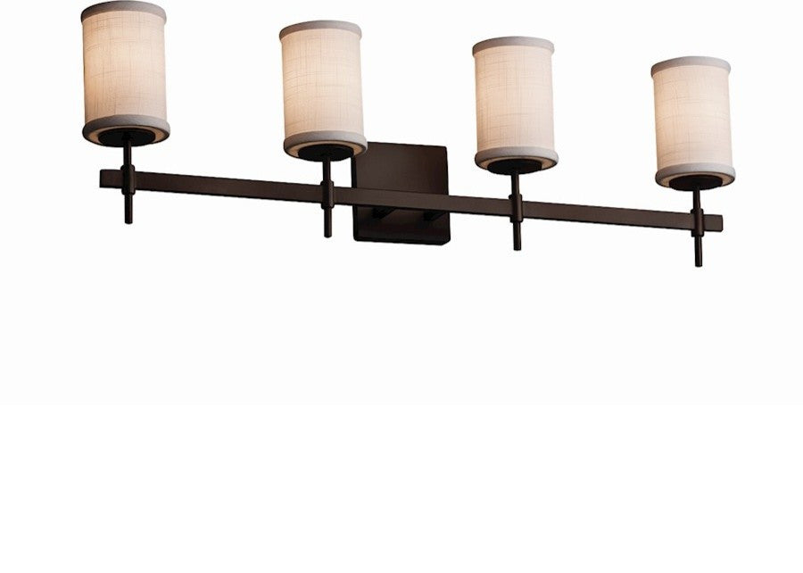 Justice Design Textile Union 4-Light Bath Bar, Cylinder Flat Rim, Incandescent