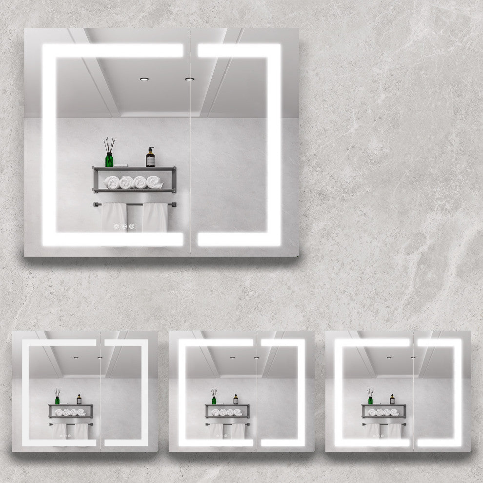 Aluminum Surface/Recessed Mount Medicine Cabinet with Mirror and Lights