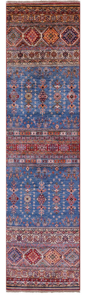 2' 6" X 9' 9" Runner Handmade Super Kazak Khorjin Rug Q7753