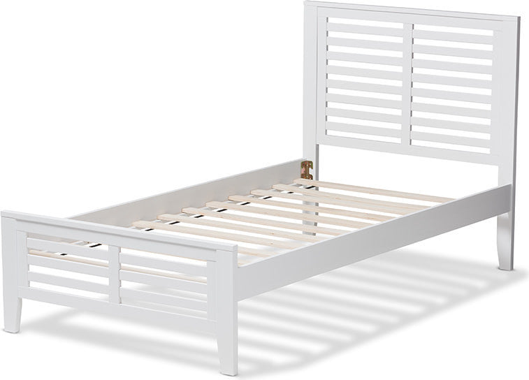 Sedona Modern Classic Mission Style White Wood Platform Bed, Twin