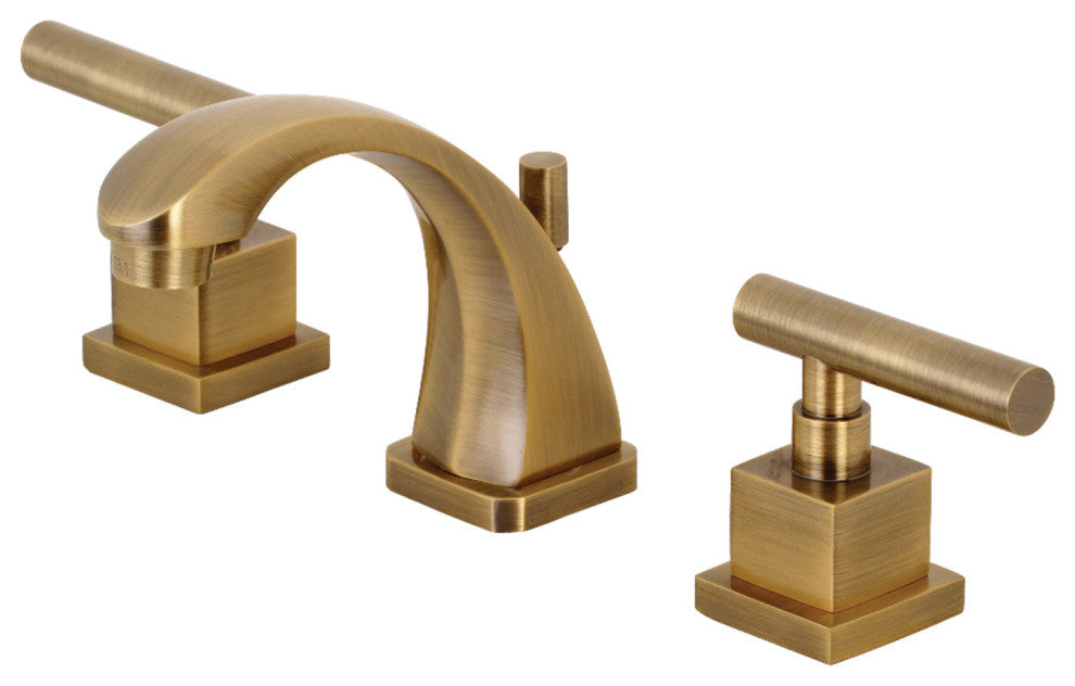 Kingston Brass Widespread Bathroom Faucet With Brass Pop-Up, Antique Brass