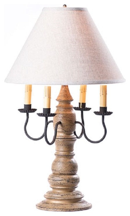 USA Handmade Wood Table Lamp Bradford With Linen Shade, Pearwood