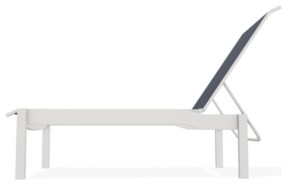 Leeward Sling Stackable Outdoor Chaise Lounge, Navy/Snow