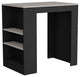 Harlan Kitchen Island With 3 Side Shelves, Black/Ibiza Marble