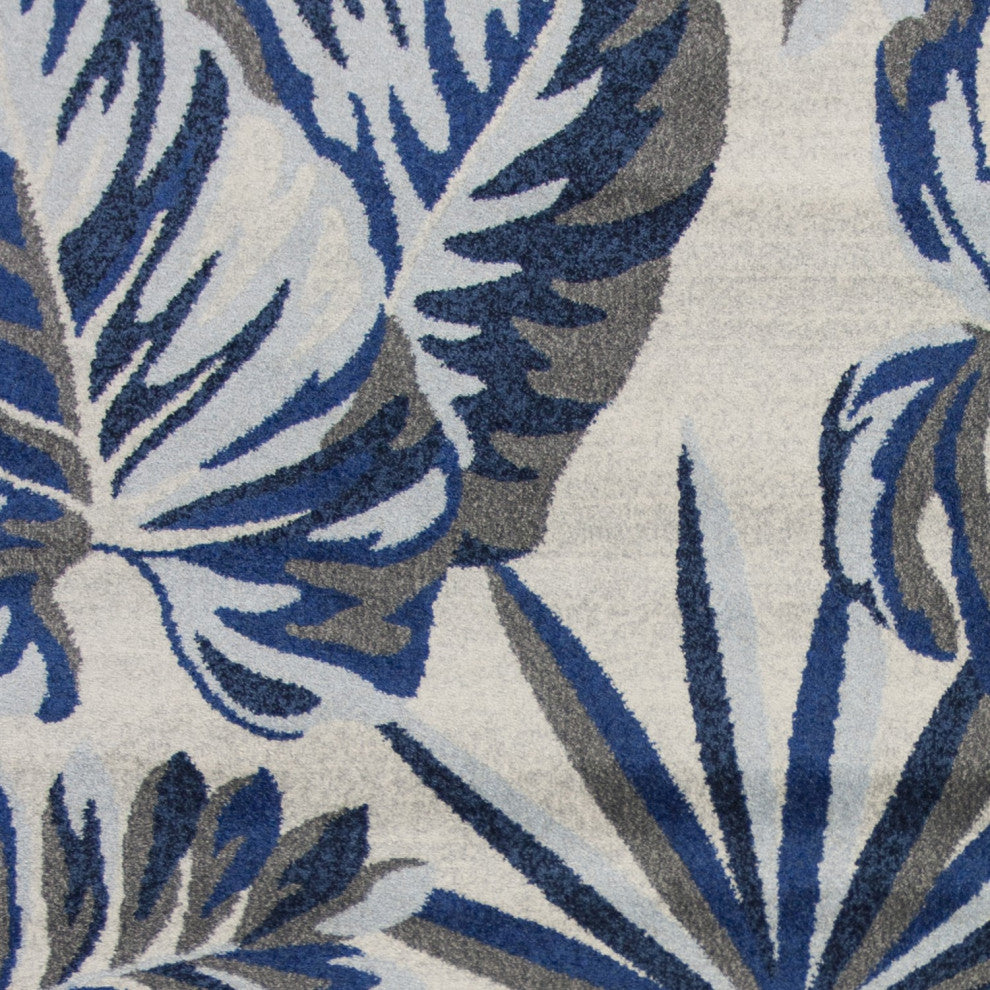 HomeRoots 5'x8' Grey Blue Machine Woven Tropical Indoor Area Rug
