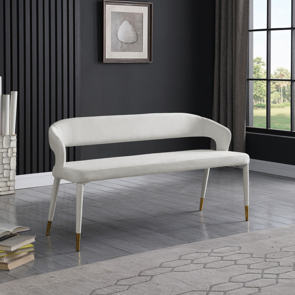 Destiny Upholstered Bench, Cream, Velvet