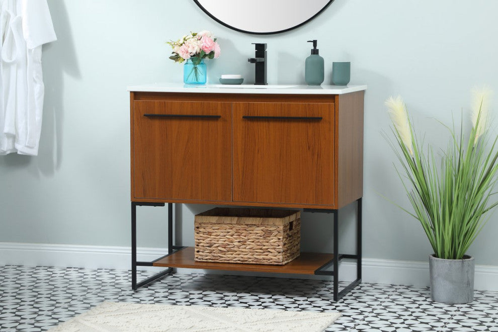Sue 36" Single Bathroom Vanity, Teak