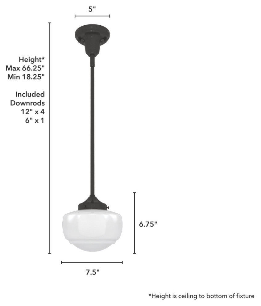 Saddle Creek Noble Bronze, Cased White Glass 1 Light Mini Pendant Light