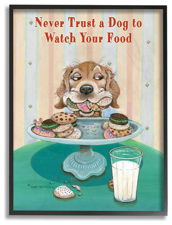 Stupell Industries Never Trust Funny Cartoon Pet Dog Design, 16"x20", Black