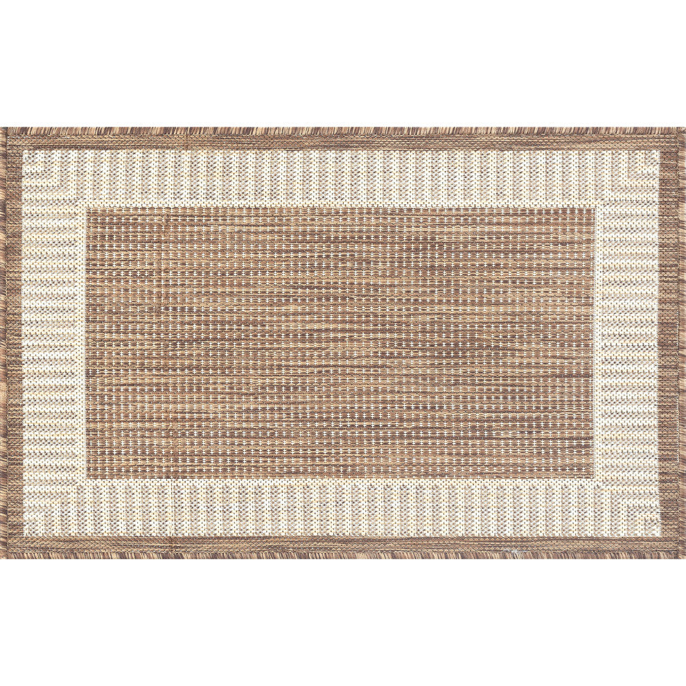 Elgin Transitional Striped Border Gold/Cream Indoor/Outdoor Scatter Mat 2'x3'