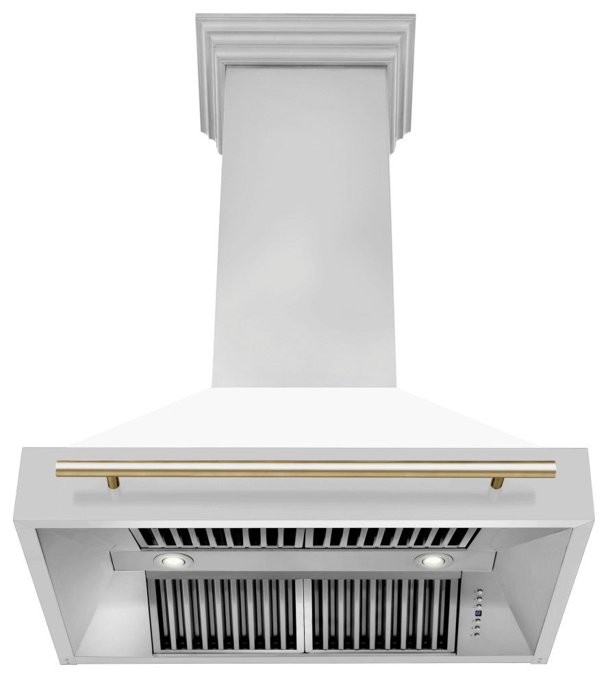 ZLINE 36" Wall Mount Hood, Stainless With White Matte Shell, 8654STZ-WM36-G