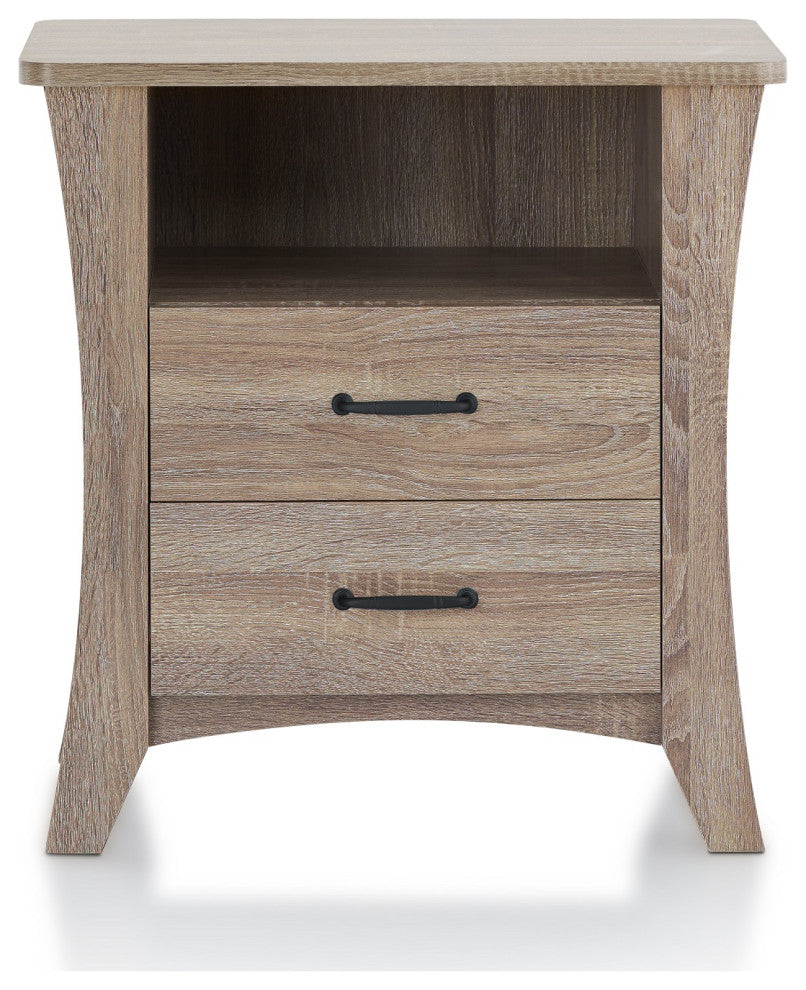 Updated Rustic Natural Wood Finish Nightstand
