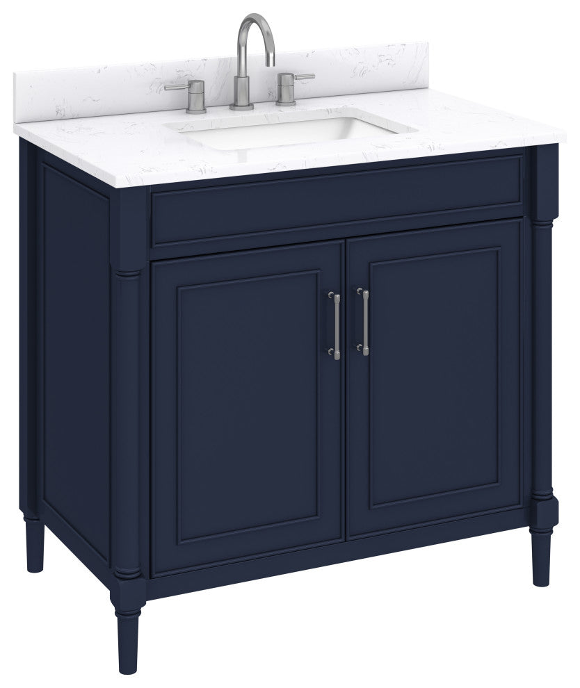 Avanity Bristol 36" Vanity Combo, Navy Blue and Cala White Engineered Top