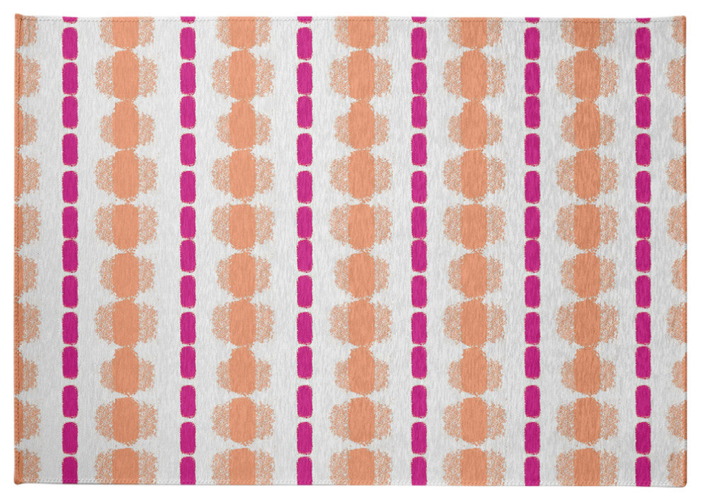 Watercolor Stripe Spring Chenille Rug, Orange-Orchid, 5'x7'