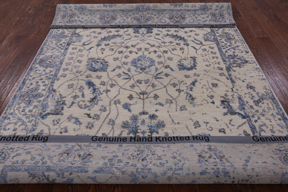 6' 2" X 9' 1" Wool and Silk Persian Handmade Rug Q6220
