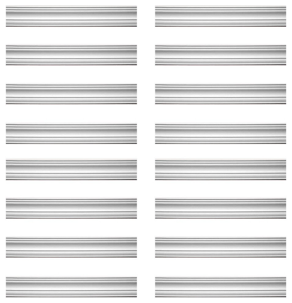 Cornice White Urethane Pas De Calais Design 16 Pieces Totaling 1514" Length