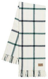Italian Tattersall Plaid Throw, Pine/Graphite