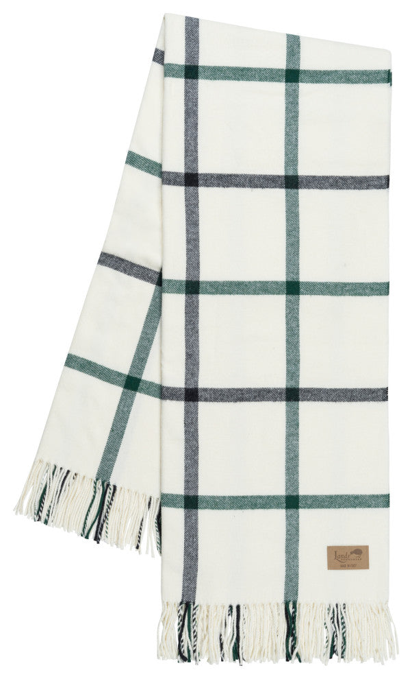 Italian Tattersall Plaid Throw, Pine/Graphite