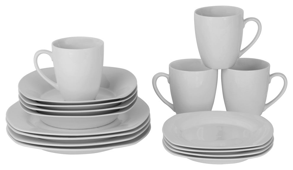 Simply White 16-Piece Square Dinnerware Set