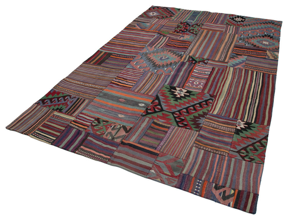 Rug N Carpet - Handmade Oriental 6' 8'' x 9' 10'' Rustic Patchwork Kilim Rug