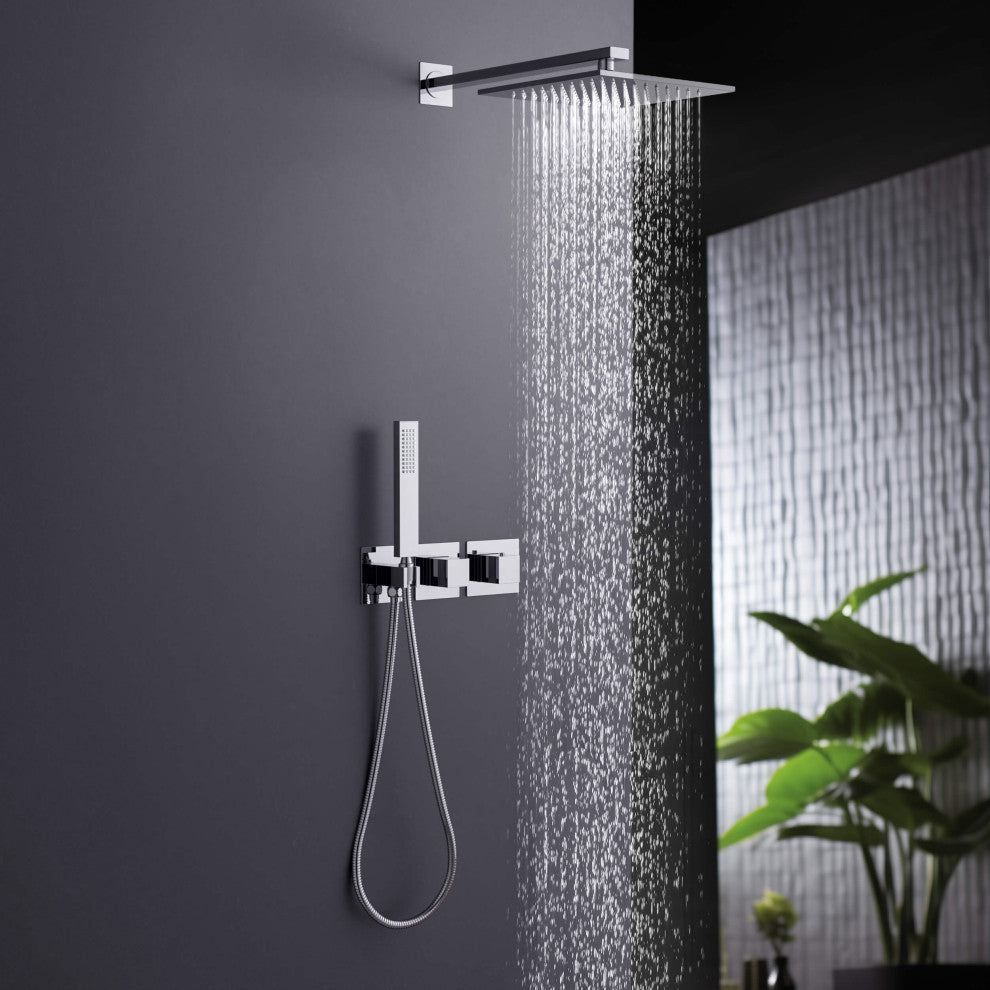 Cube 2 Function Thermostatic Shower System, Rough, Valve, Chrome