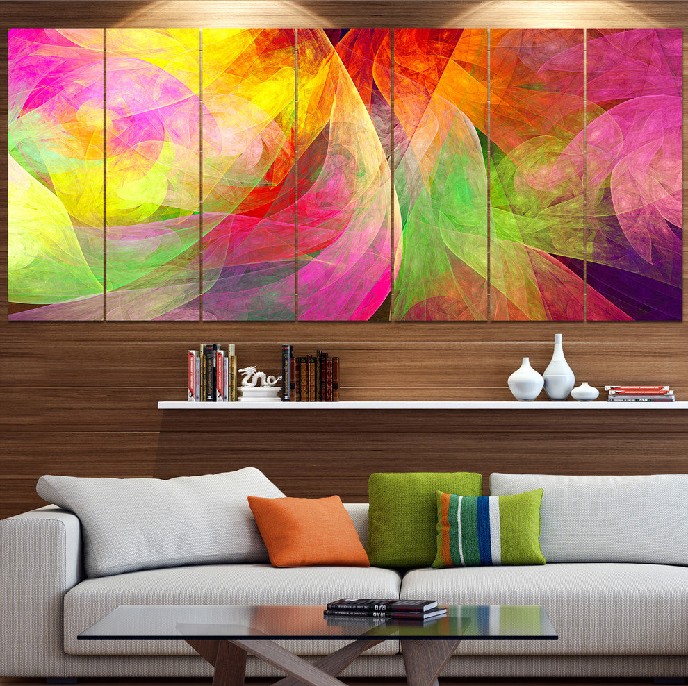 Spectacular Multi Color Pattern, Floral Canvas Art Print, 83"x32", 7 Panels
