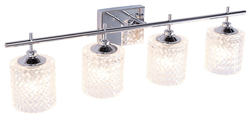 Vanity Art Modern Crystal Cut 4-Light Vanity Fixture, Chrome