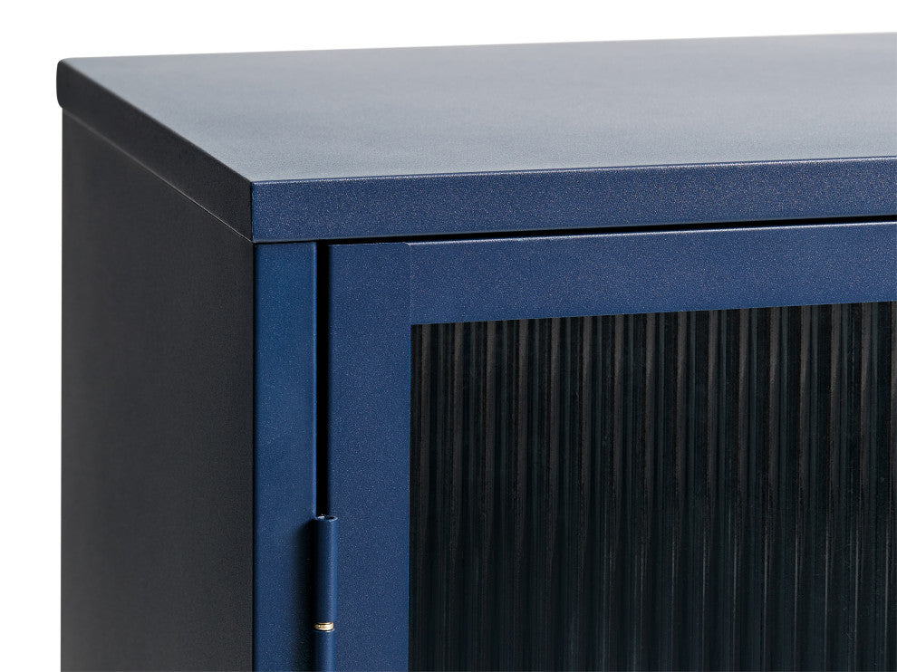 Metal & Glass 3-door Sideboard, Blue