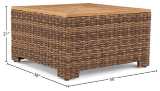 Nico 36" Square Chat Table/Corner, Natural Teak