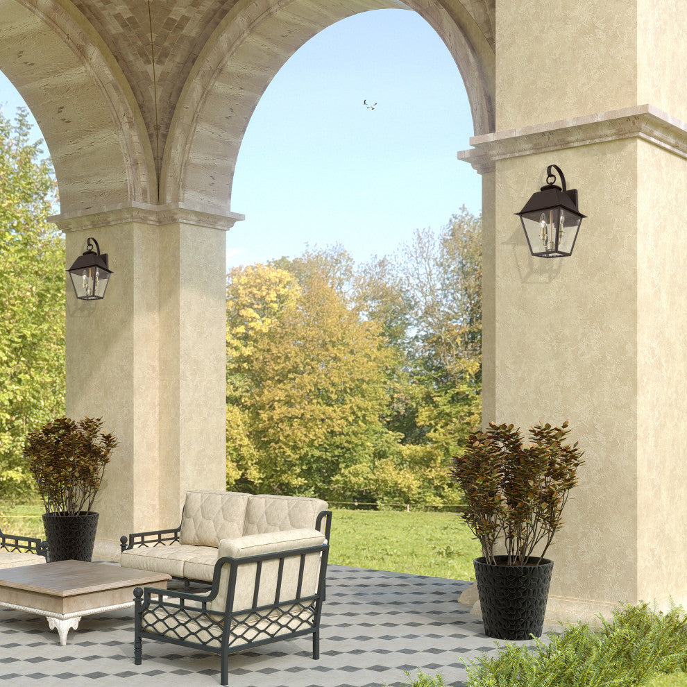 Wentworth 2 Light Bronze/Antique Brass, Cluster Outdoor Medium Wall Lantern
