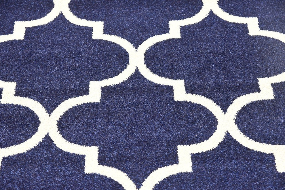 Unique Loom Navy Blue Austin Trellis 2'' 7 x 8'' 0 Runner Rug