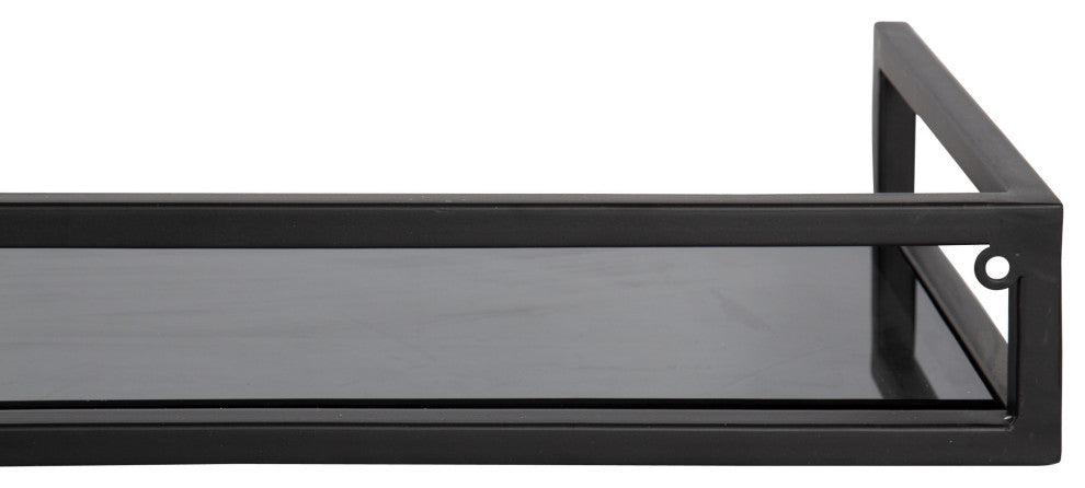 Blex Metal and Glass Wall Shelf, Black 24x8x3