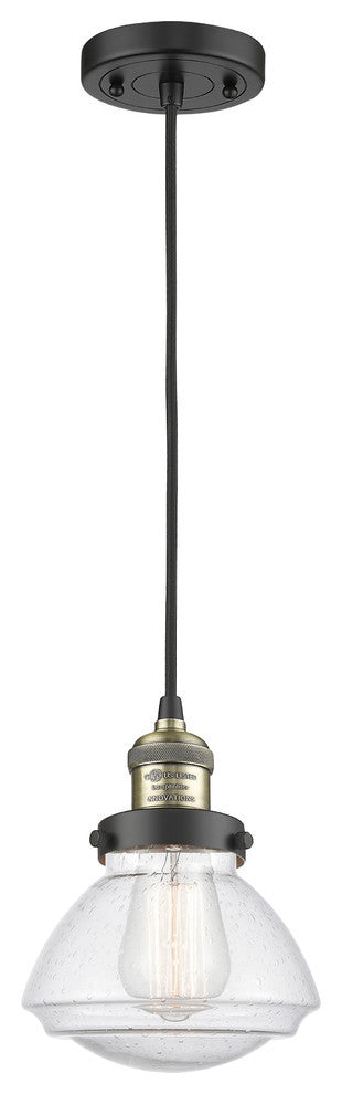 Olean 1-Light Mini Pendant, Black Antique Brass, Seedy