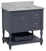 Beverly 36" Bathroom Vanity, Marine Gray, Carrara Marble