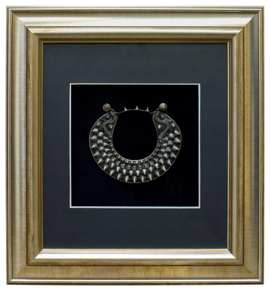 Miao Chinese Jewelry Studded Neck Ring Shadow Box