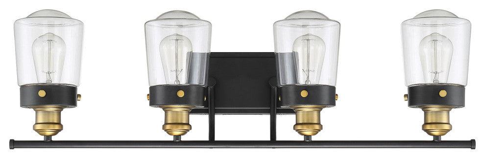 Macauley Vintage Black With Warm Brass, 4-Light Bath