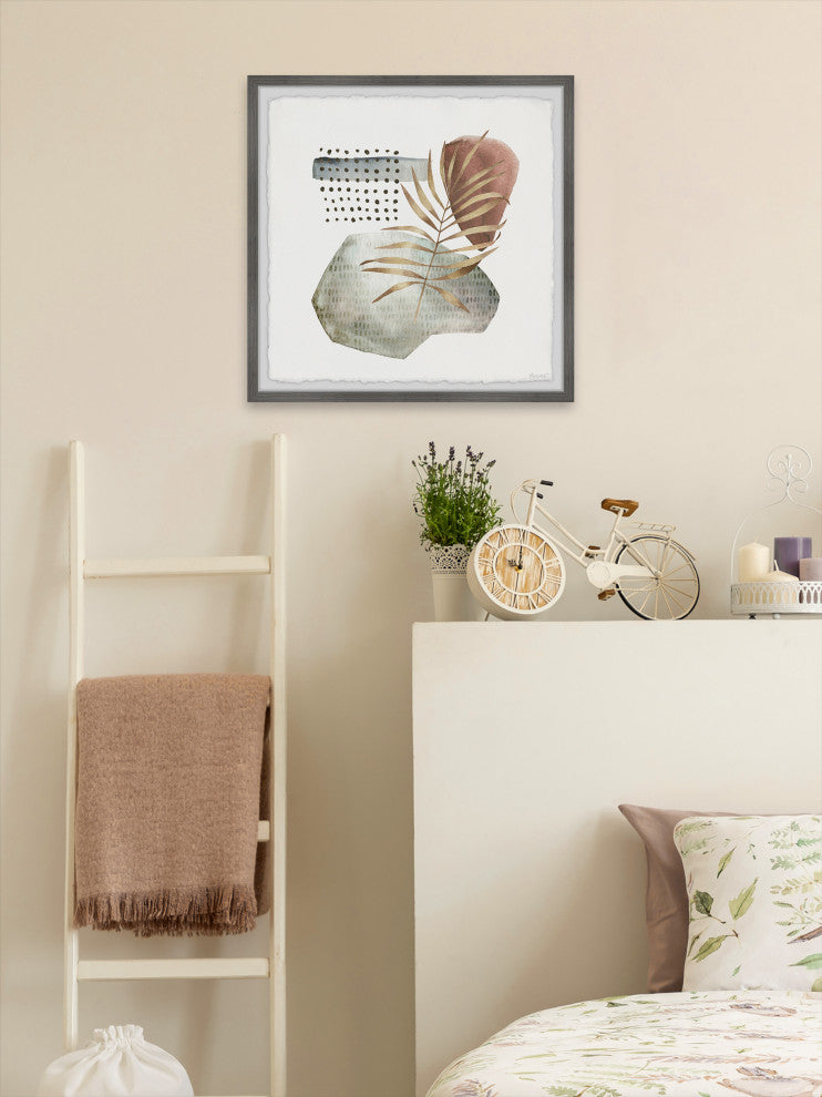 "Rock Ferns" Framed Painting Print, 18x18