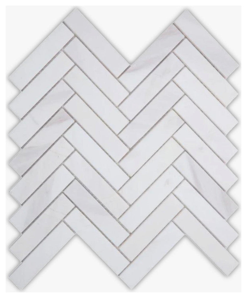 Bianco Dolomiti Honed 1x4 Herringbone Marble Mosaic