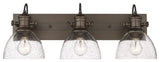 Hines 3-Light Bath Vanity, Rubbed Bronze, Seeded Glass