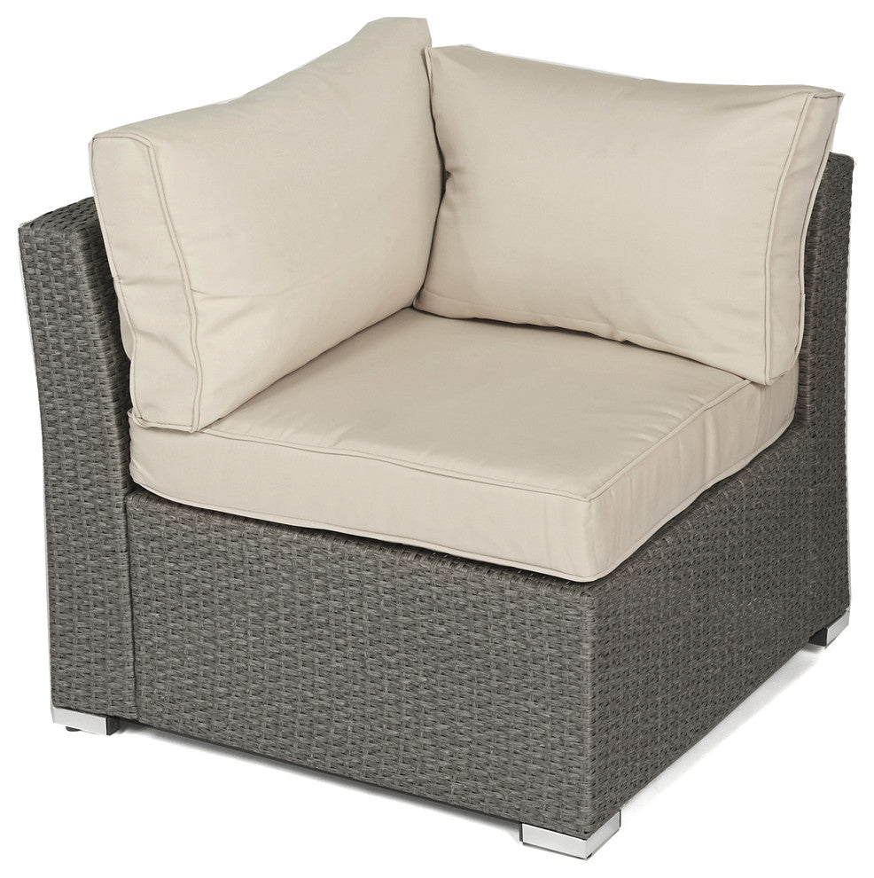 Jicaro 5-Piece Outdoor Wicker Sectional Sofa Set, Light Grey