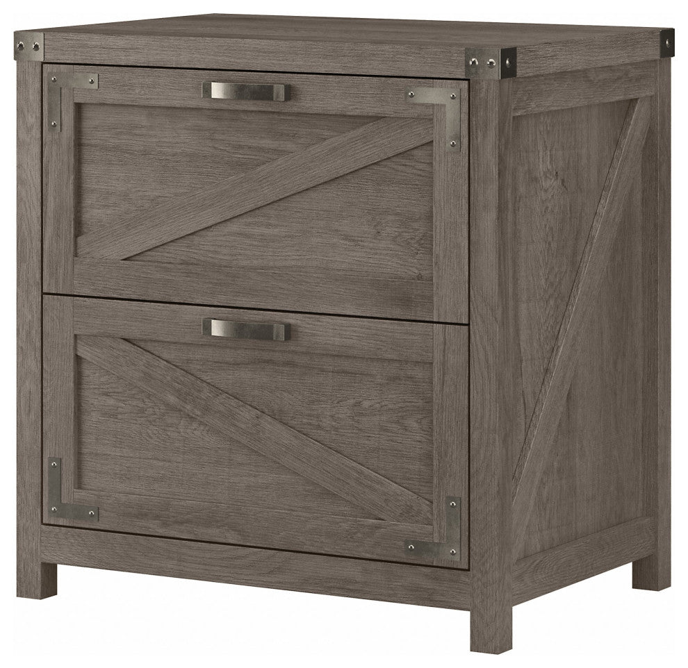 kathy ireland Home Cottage Grove 2 Drawer Lateral File Cabinet, Restored Gray