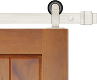 Prefinished Interior Knotty Alder 2 Panel V-Groove Barn Door, Stainless